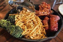 Noodles and wings at Ohana